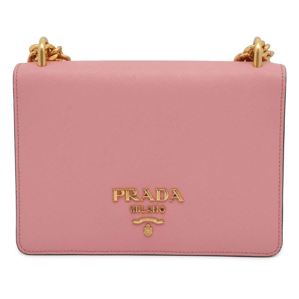 Prada Chain Shoulder Bag Saffiano Leather Pink
